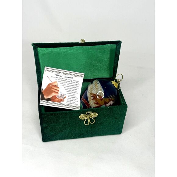 Pier1 Li Bien 2012vGlass Hand Painted Teardrop Angel Harp Ornament In Velvet Box - Picture 3 of 5
